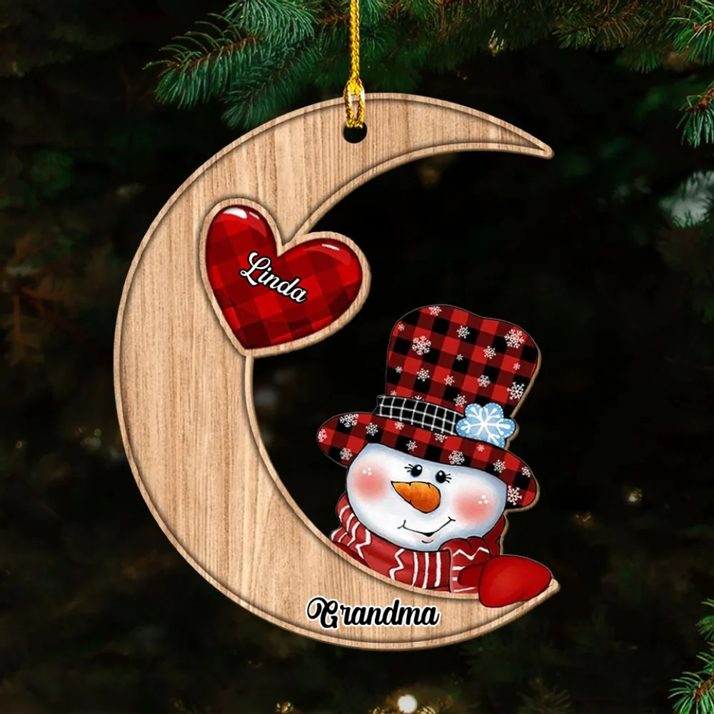 Christmas Snowman - Personalized Custom 3D Inflated Effect Wood Ornament - Image 6