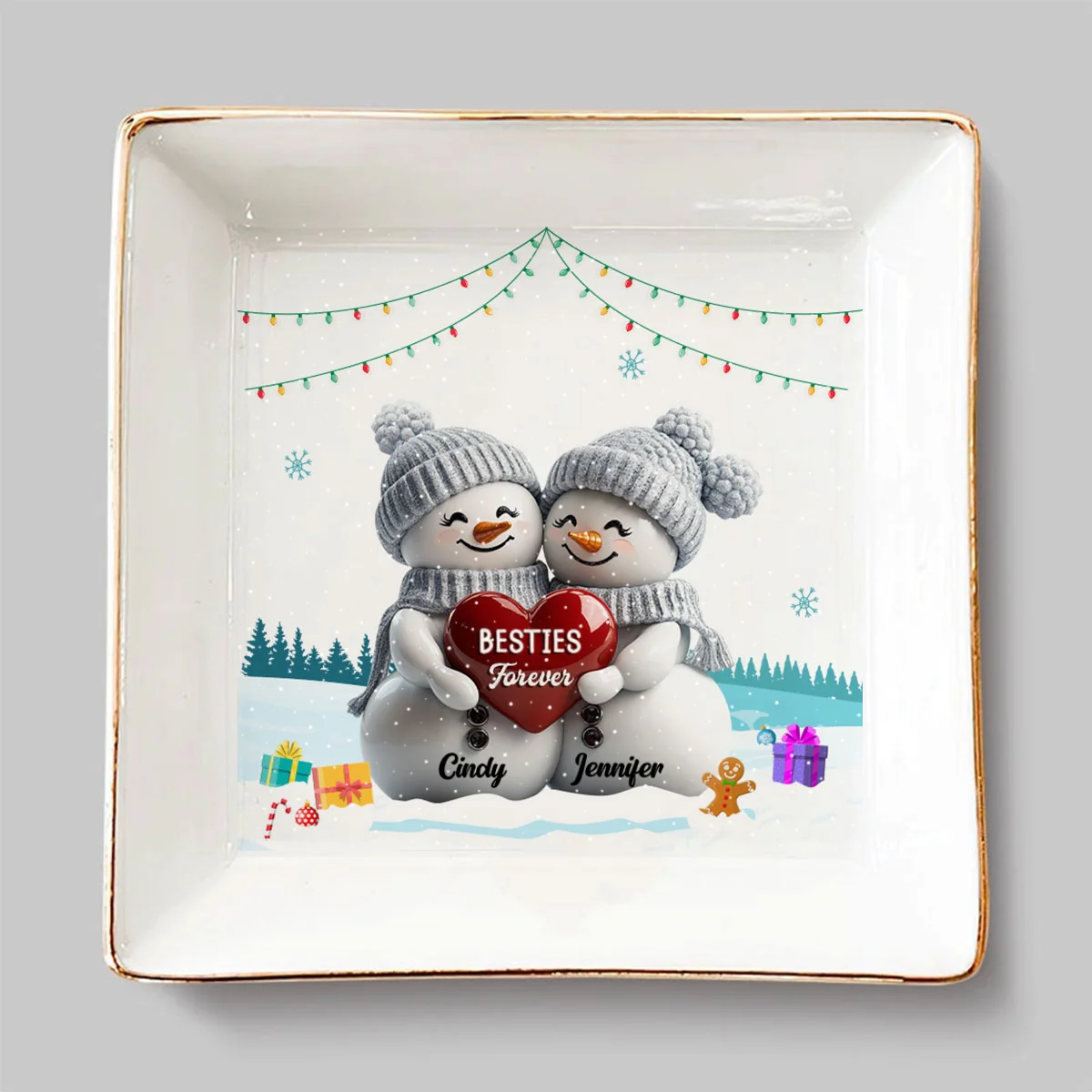 Christmas Snowman - Personalized Custom Jewelry Dish - Image 6
