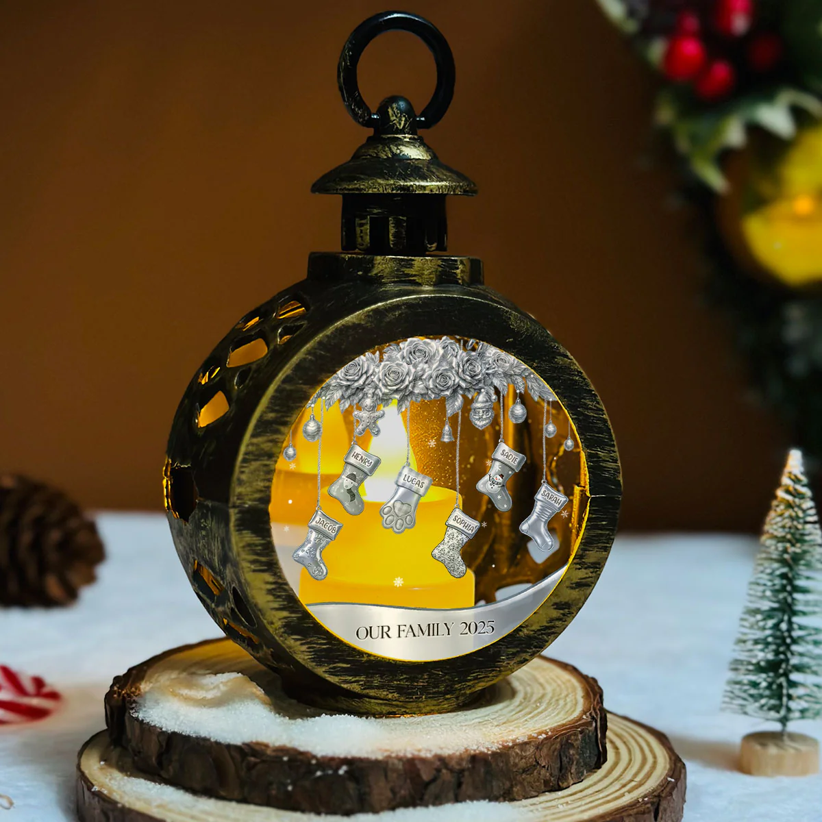 Christmas Stockings Hanging - Personalized Custom Christmas Lantern - Image 7