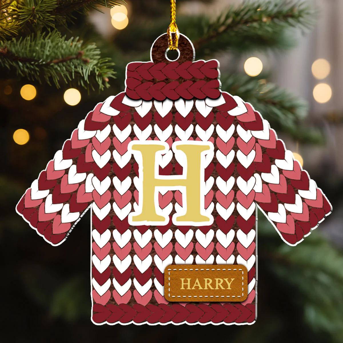 Christmas Sweater - Personalized Custom Acrylic Ornament - Image 3