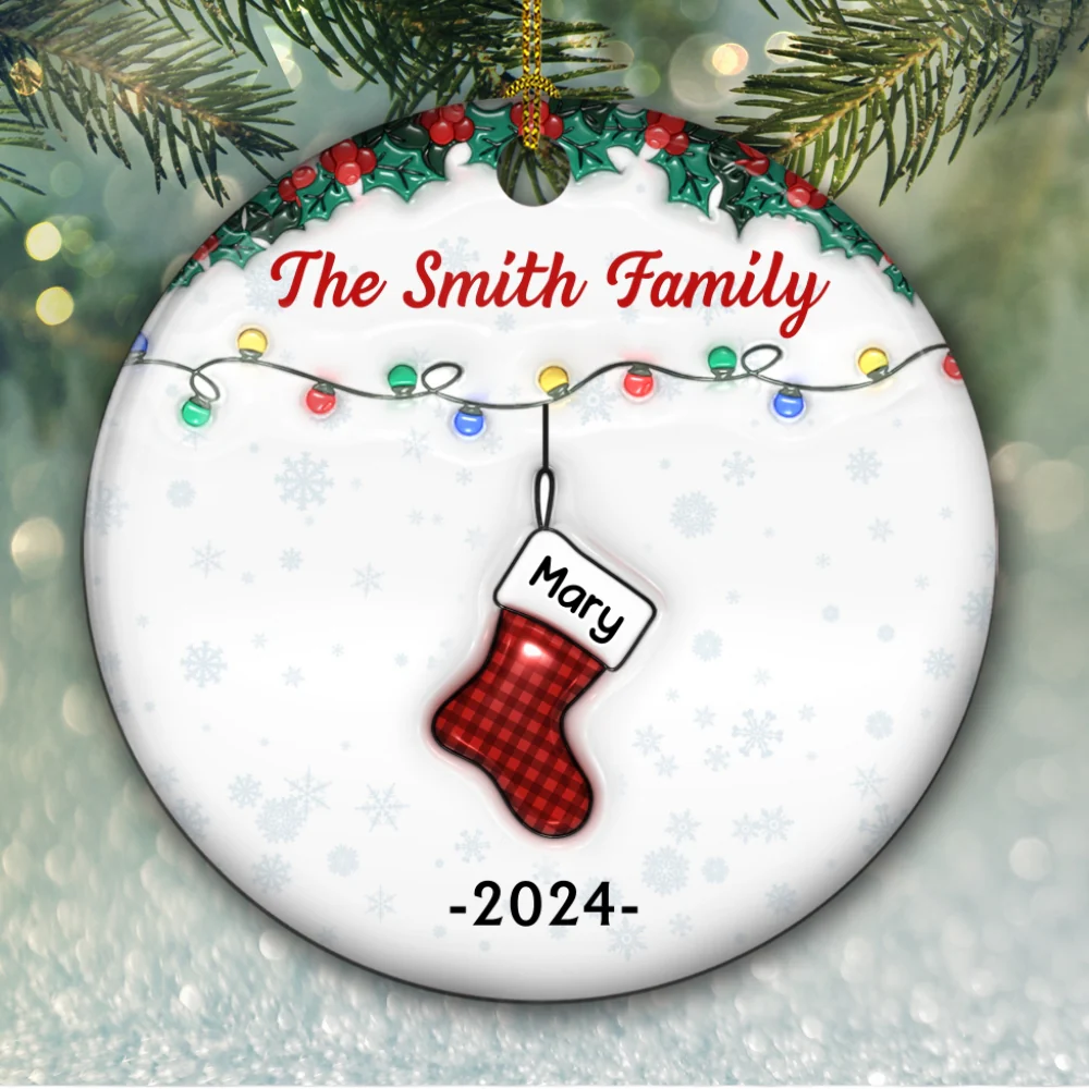 Christmas Together - Personalized Custom 3D Inflated Effect Ceramic Ornament - Image 6