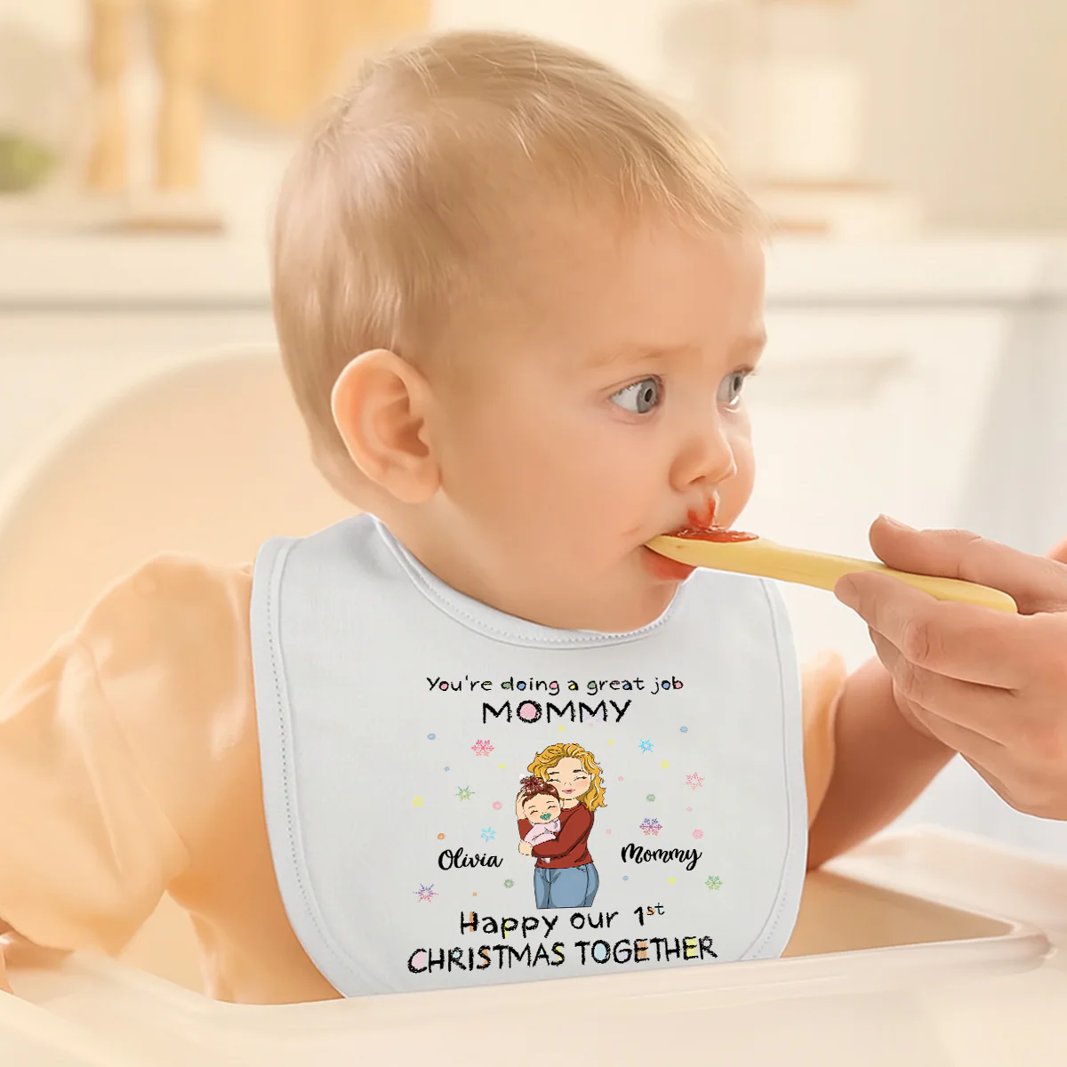 Christmas Together - Personalized Custom Baby Bib - Image 4