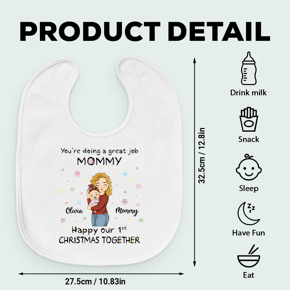Christmas Together - Personalized Custom Baby Bib - Image 7