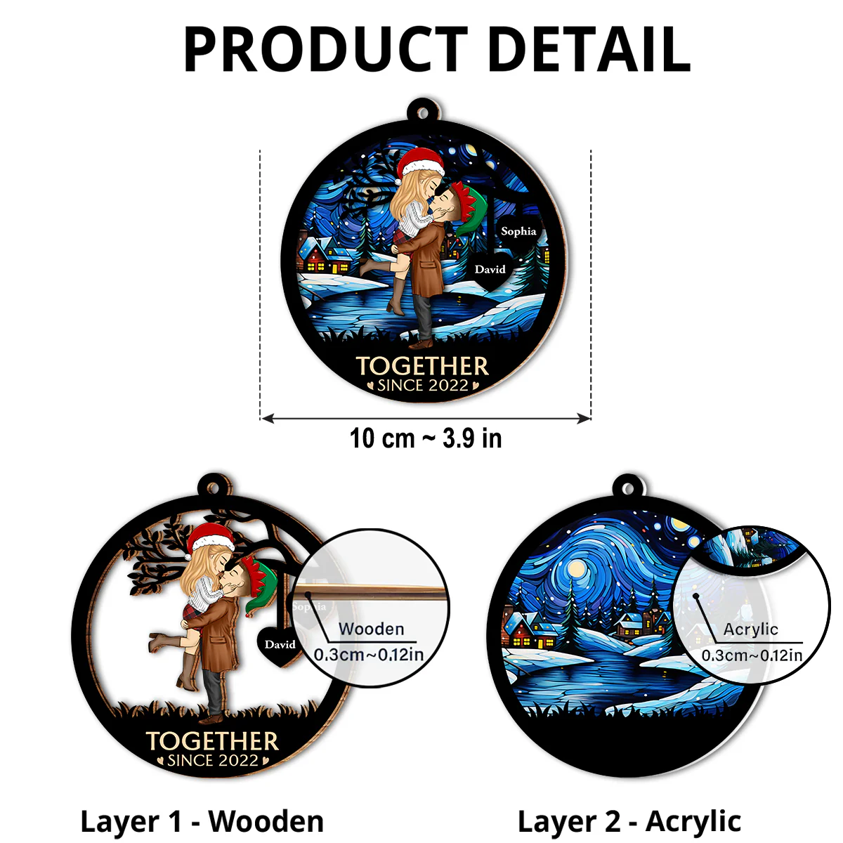 Christmas Together - Personalized Custom Suncatcher Ornament - Image 6