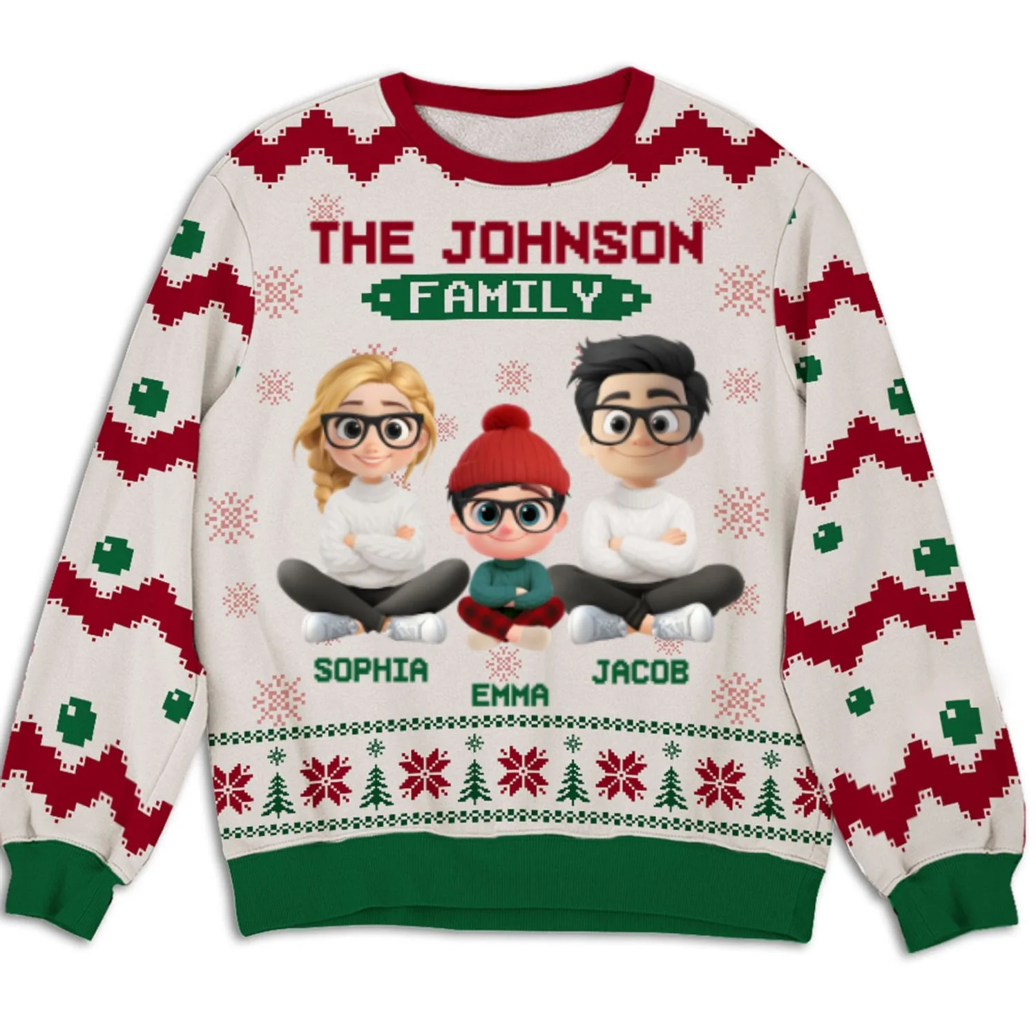 Christmas Tree Cake Family Together - Personalized Custom All-Over-Print Sweatshirt - Image 7
