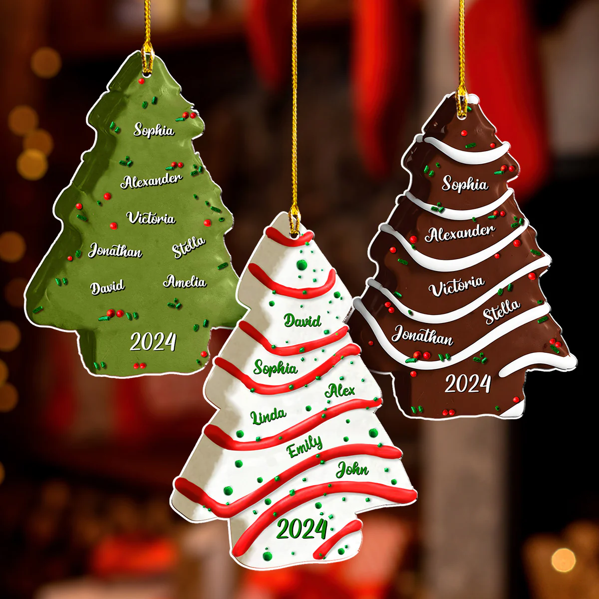 Christmas Tree Cake Full Color - Personalized Custom Acrylic Ornament - Image 2
