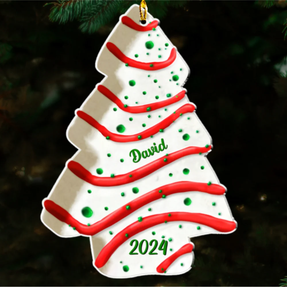 Christmas Tree Cake Full Color - Personalized Custom Acrylic Ornament - Image 5