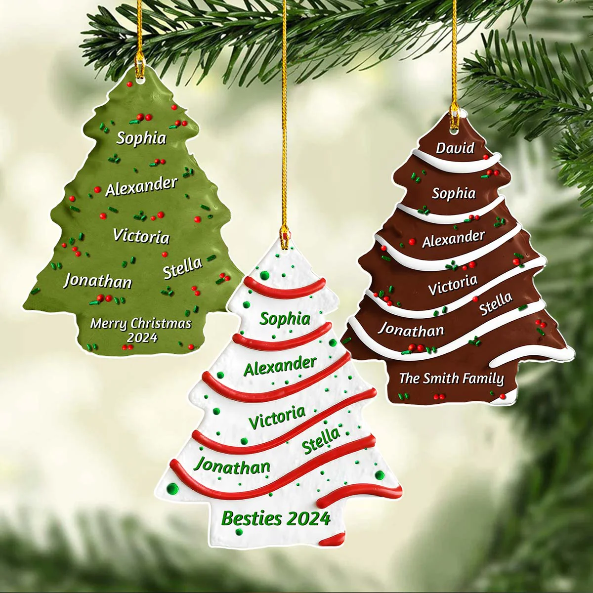 Christmas Tree Cake - Personalized Custom Acrylic Ornament - Gifts For Family, Friends, Coworkers - Image 5