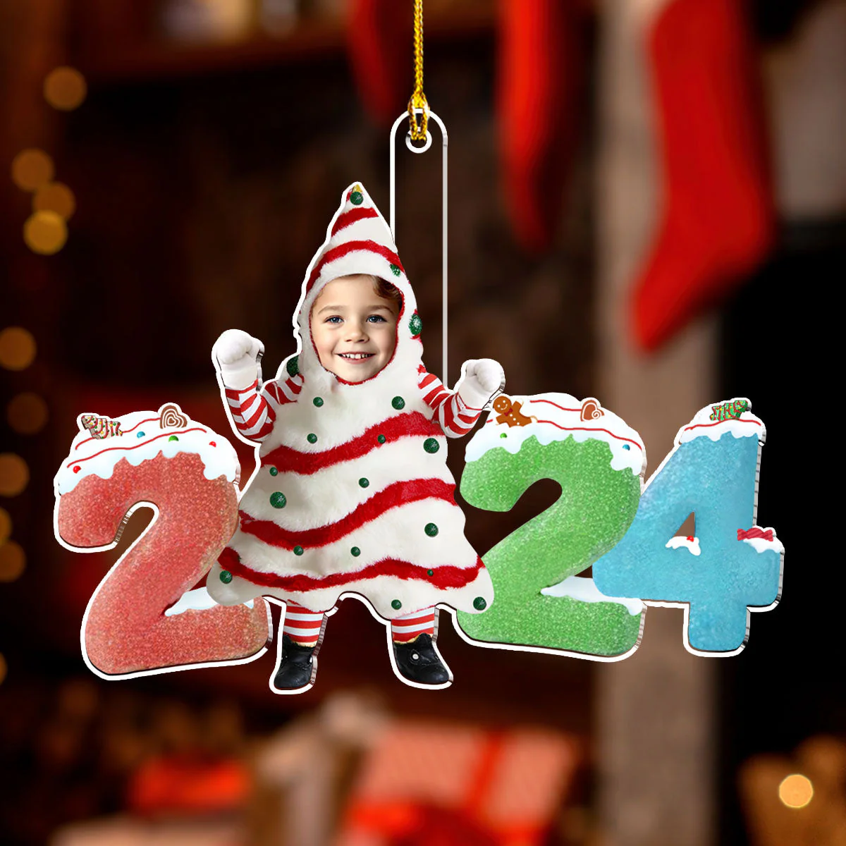 Christmas Tree Cake With Baby 2024 - Personalized Custom Acrylic Ornament - Image 3