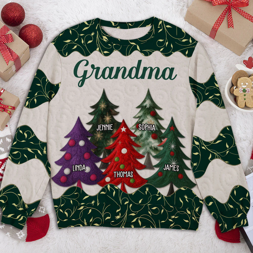 Christmas Tree Family - Personalized Custom All-Over-Print Sweatshirt