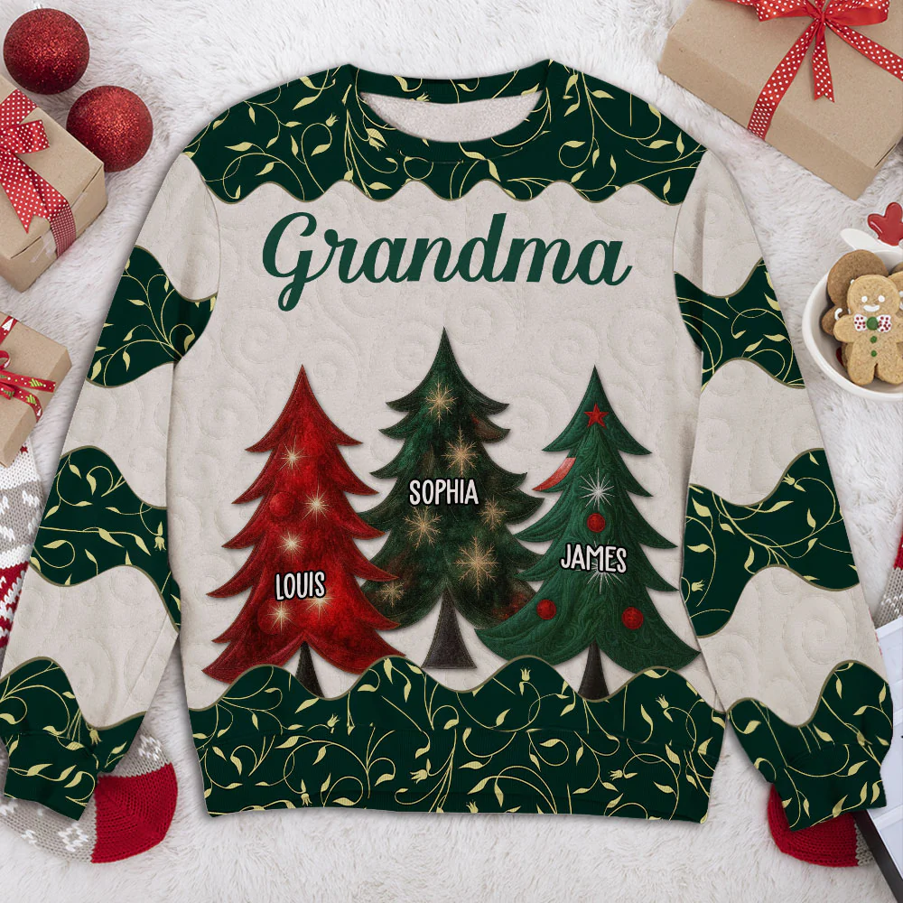 Christmas Tree Family - Personalized Custom All-Over-Print Sweatshirt - Image 4