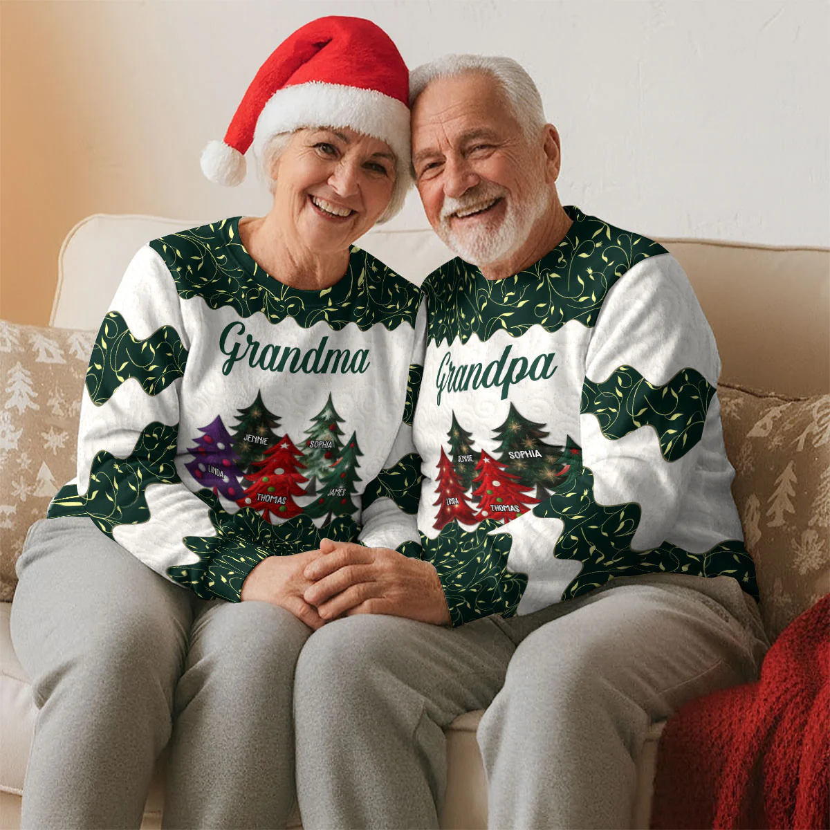 Christmas Tree Family - Personalized Custom All-Over-Print Sweatshirt - Image 5