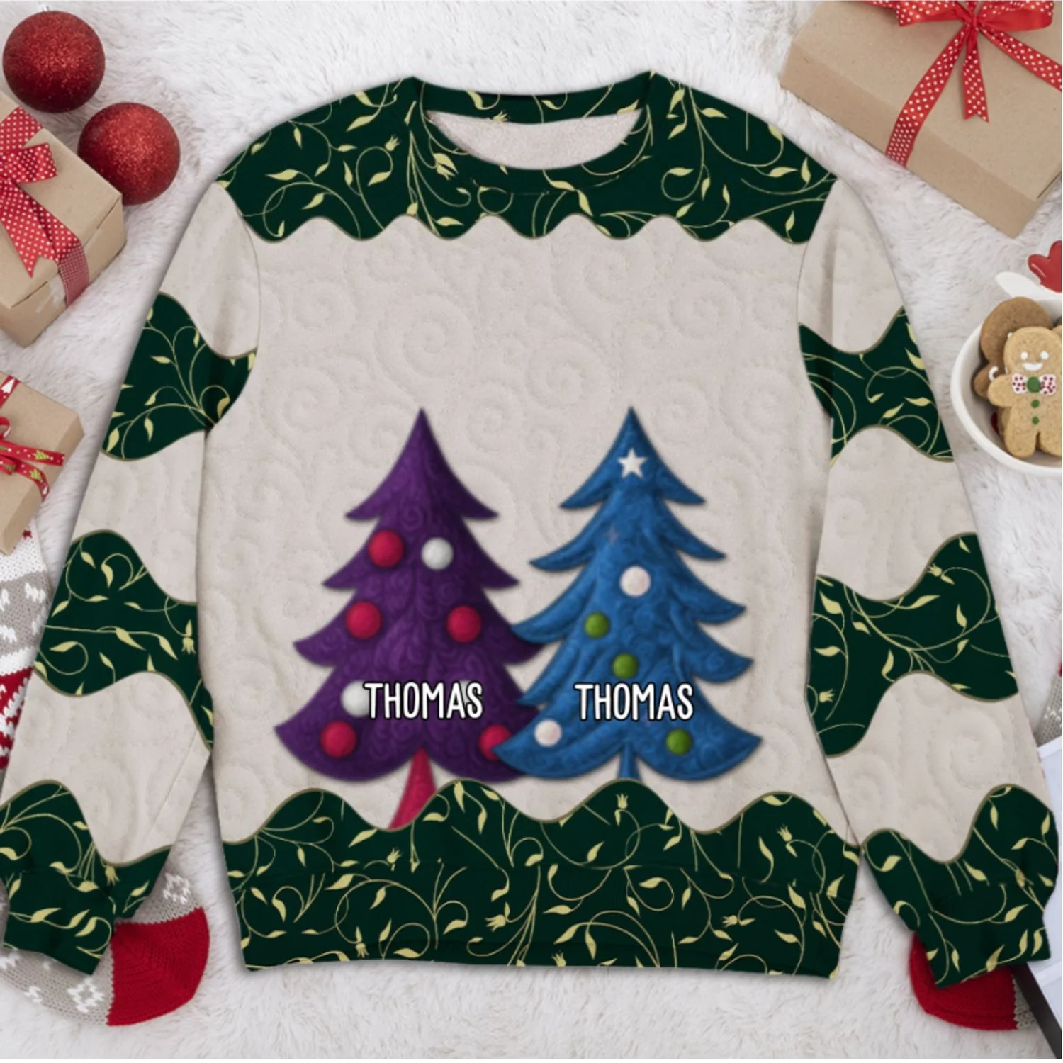 Christmas Tree Family - Personalized Custom All-Over-Print Sweatshirt - Image 6
