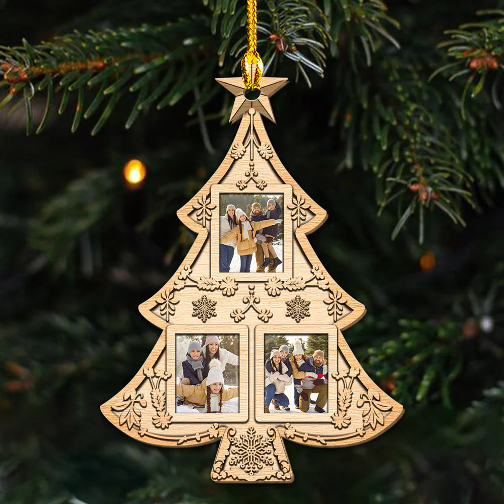 Christmas Tree Family - Personalized Custom Wood Ornament - Image 2