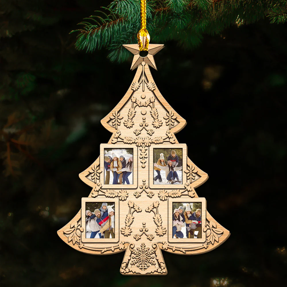 Christmas Tree Family - Personalized Custom Wood Ornament - Image 5