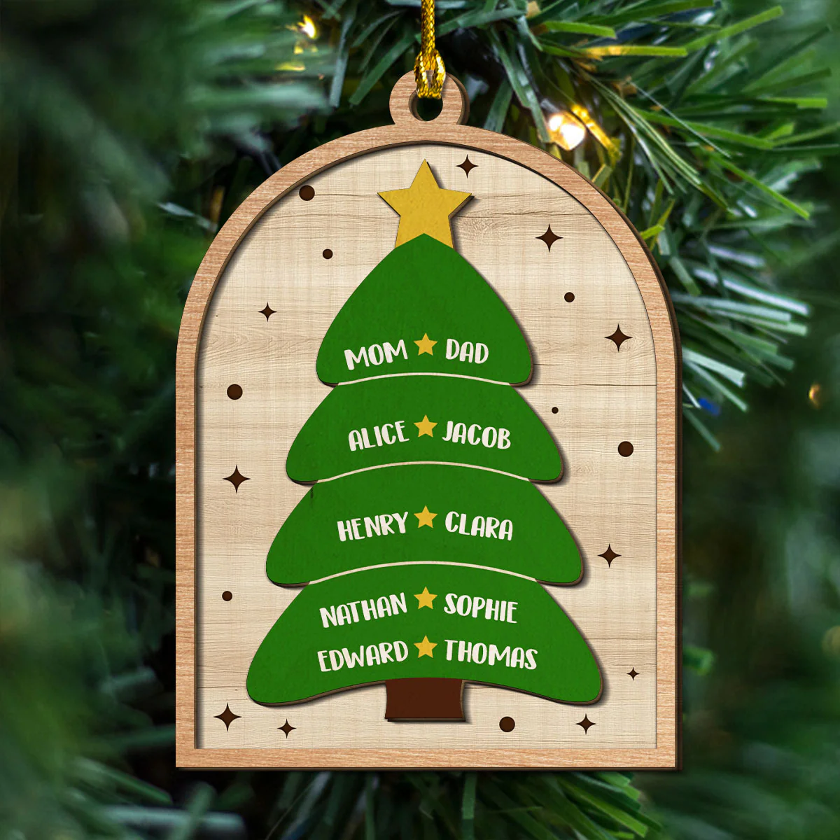 Christmas Tree - Personalized Custom Freeshape 2-Layered Wood Ornament - Image 3