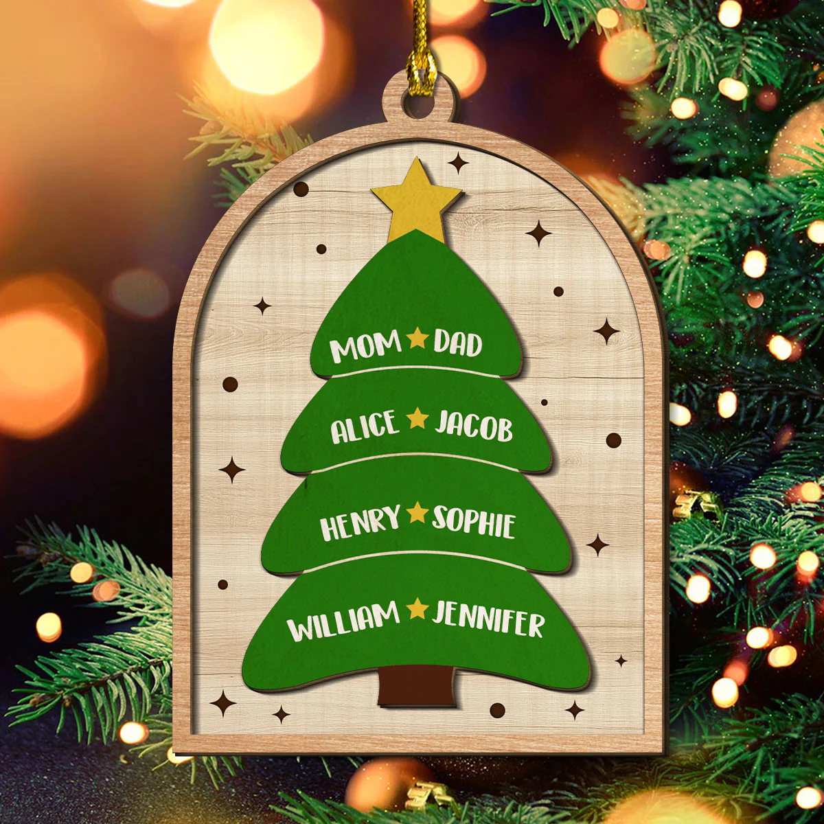 Christmas Tree - Personalized Custom Freeshape 2-Layered Wood Ornament - Image 4