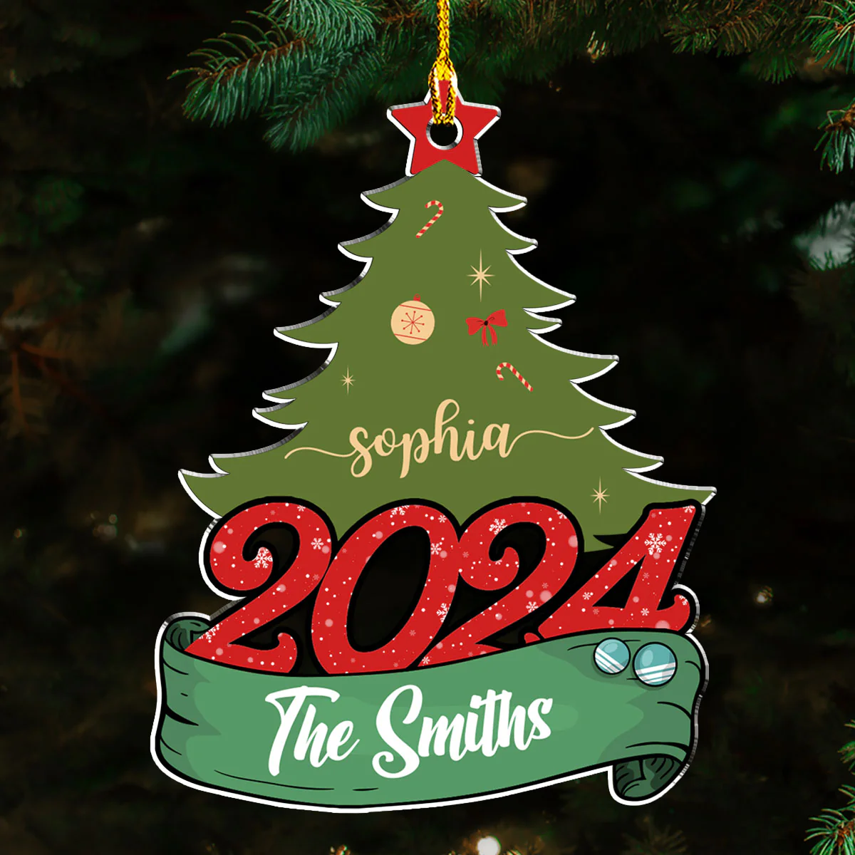 Christmas Tree - Personalized Custom Acrylic Ornament - Image 2