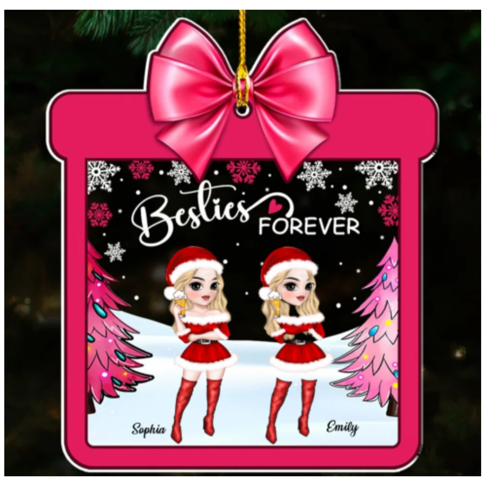 Christmas With Besties - Personalized Custom Acrylic Ornament - Image 6