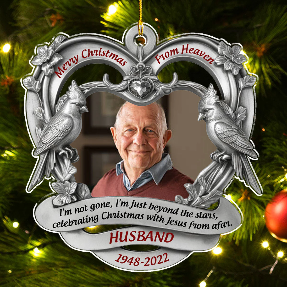 Christmas With Jesus Forever - Personalized Custom Acrylic Ornament - Image 2