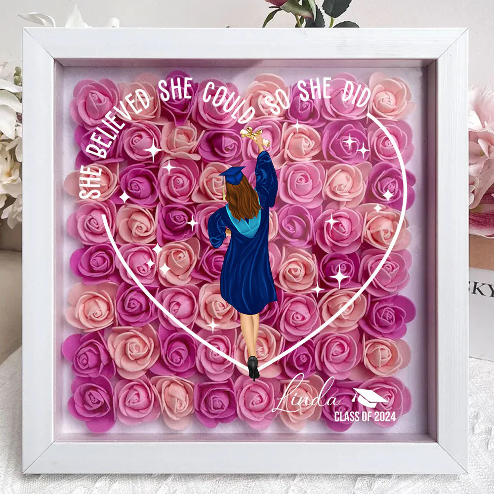 Class Of 2024 Graduation Gift - Personalized Custom Flower Shadow Box - Image 2