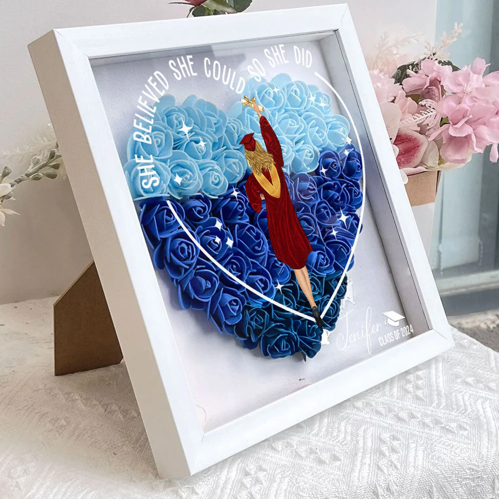 Class Of 2024 Graduation Gift - Personalized Custom Flower Shadow Box - Image 3