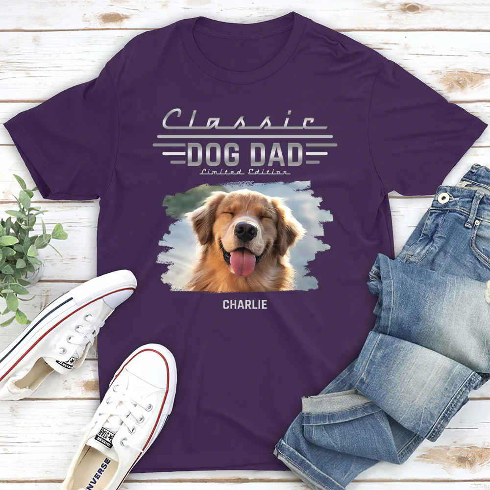 Classic Dog Dad Photo - Personalized Custom Shirt - Image 3