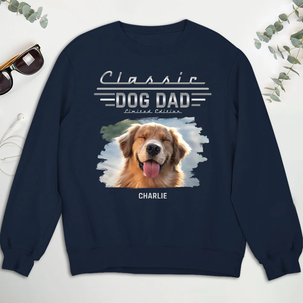 Classic Dog Dad Photo - Personalized Custom Shirt - Image 4