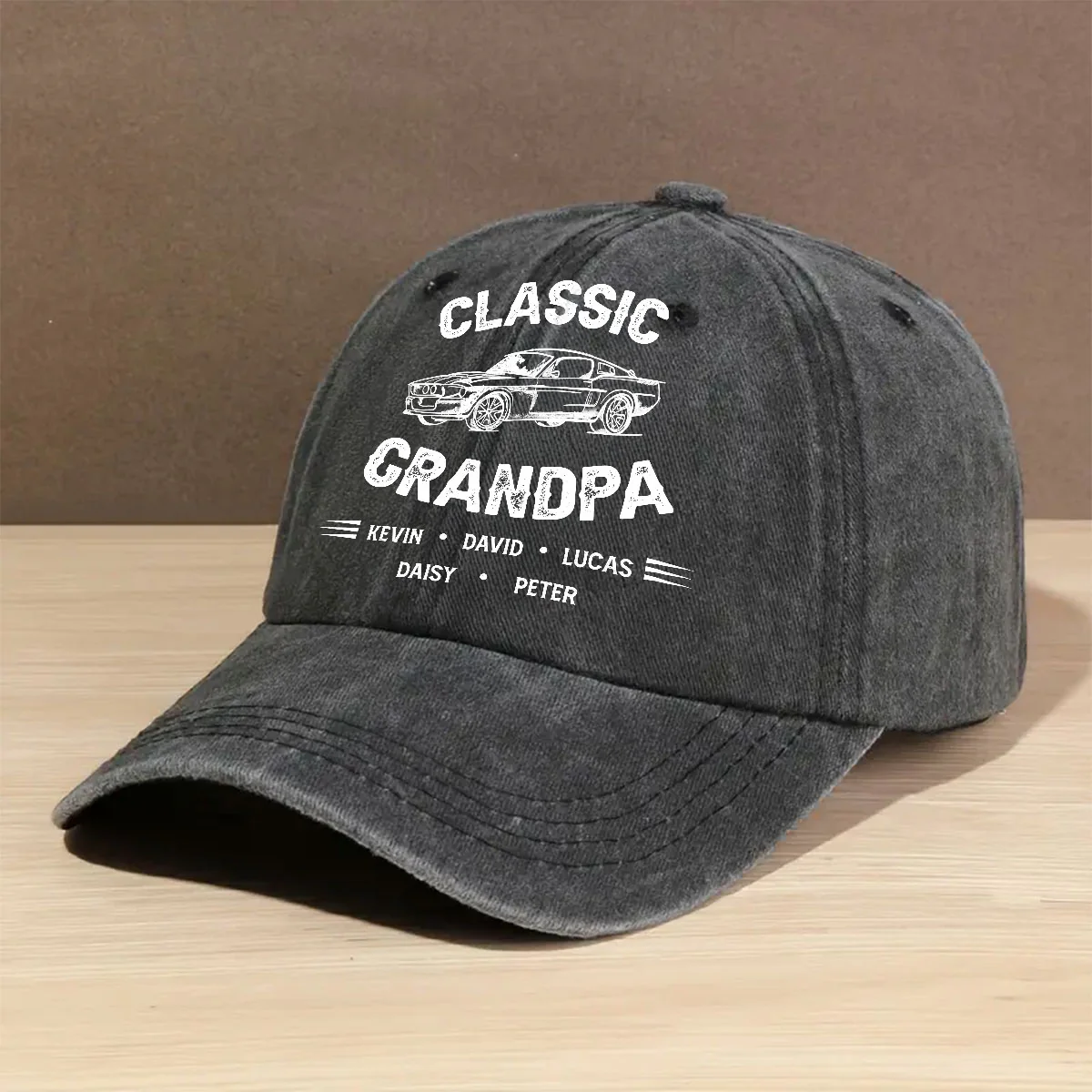 Classic Grandpa - Personalized Custom Vintage Washed Denim Cap - Image 2