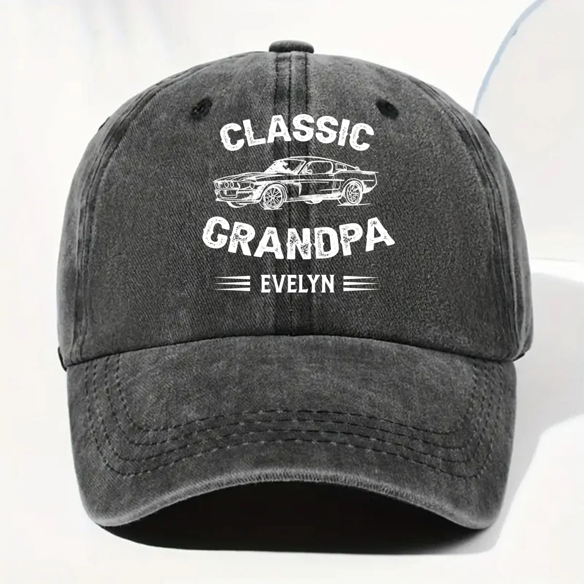 Classic Grandpa - Personalized Custom Vintage Washed Denim Cap - Image 7