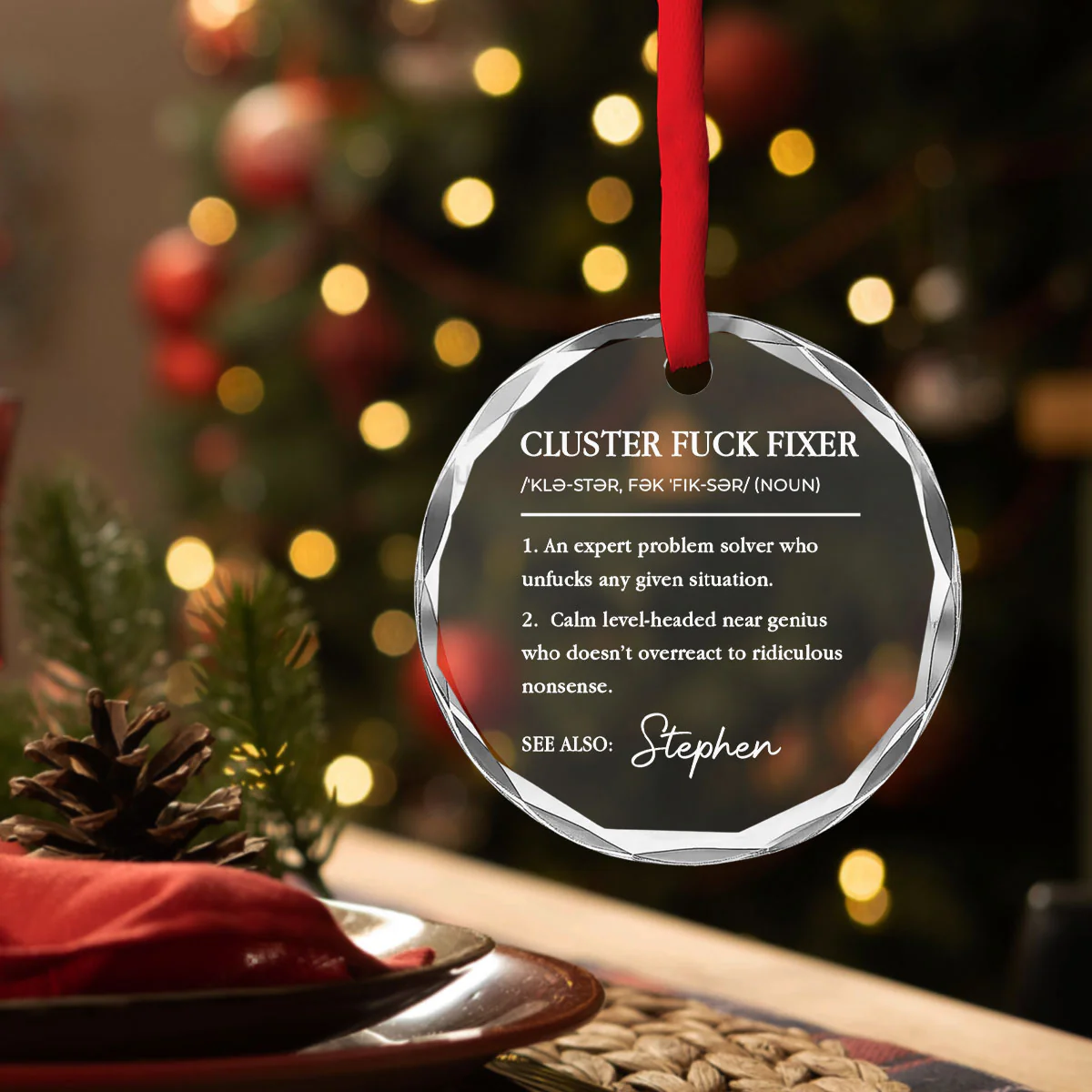 Cluster Fixer - Personalized Custom Glass Ornament - Image 4