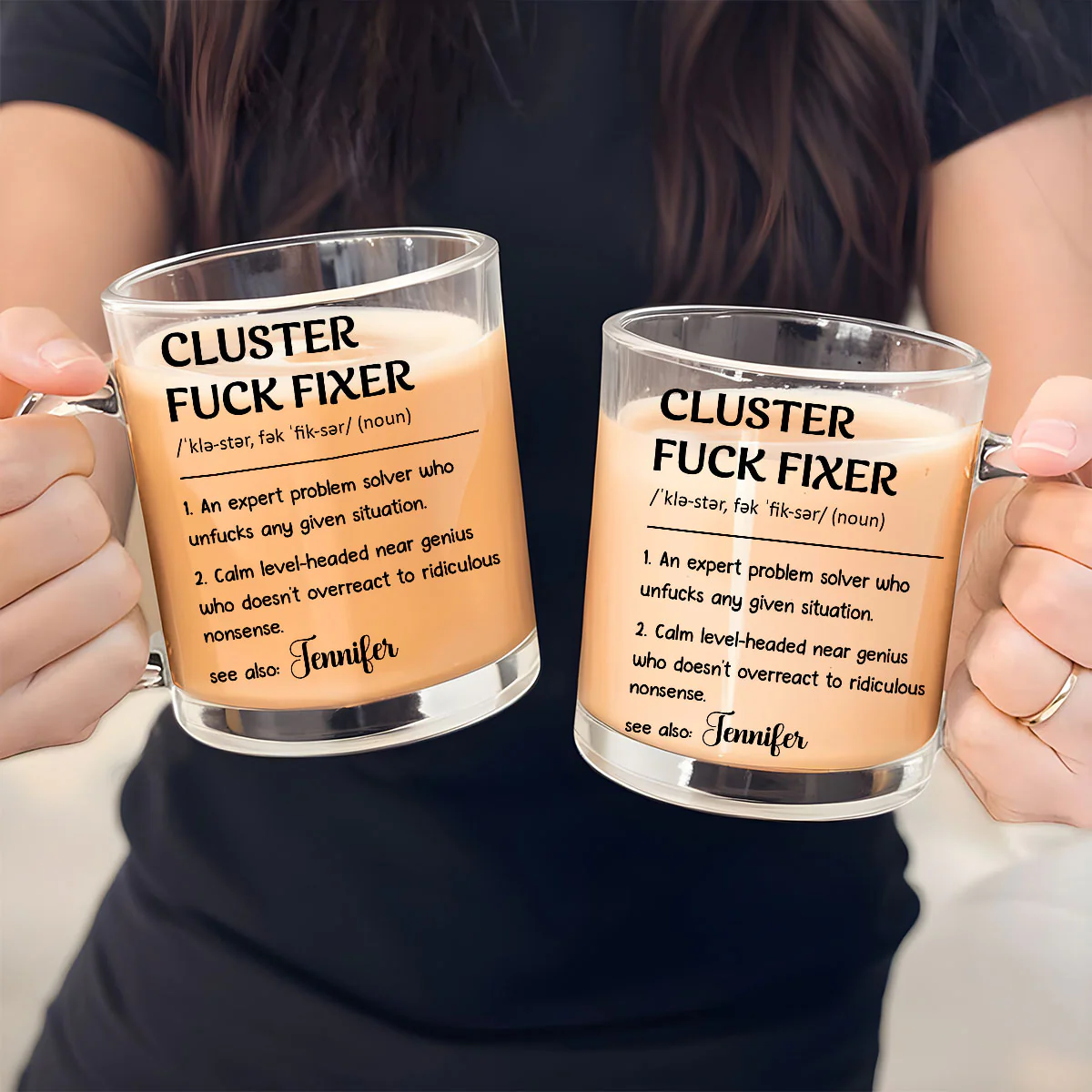 Cluster Fixer Problem Solver- Personalized Custom Glass Mug - Image 5