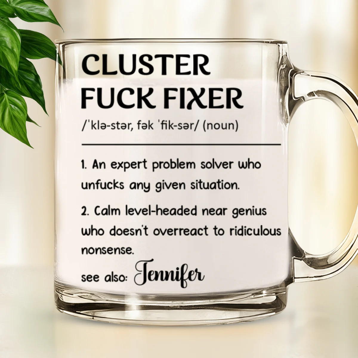 Cluster Fixer Problem Solver- Personalized Custom Glass Mug - Image 7