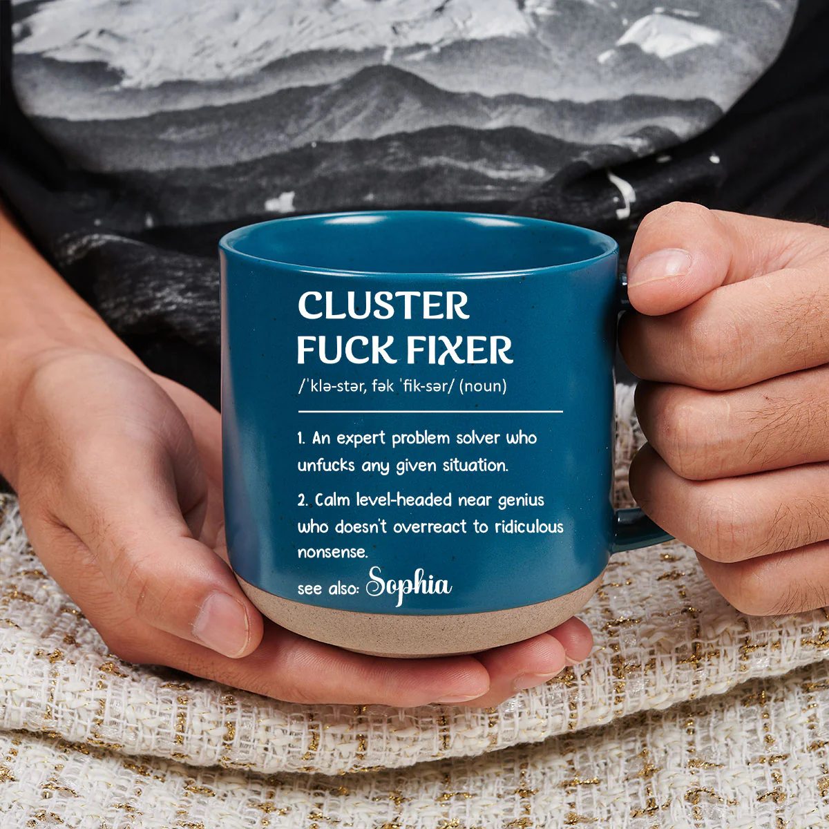 Cluster Fixer Problem Solver - Personalized Custom Pottery Mug - Image 3