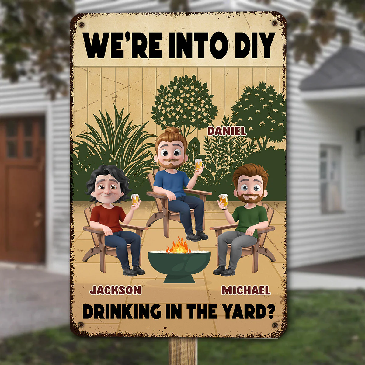 Cold Drinks Hard Work Reward - Personalized Custom Metal Sign - Image 2