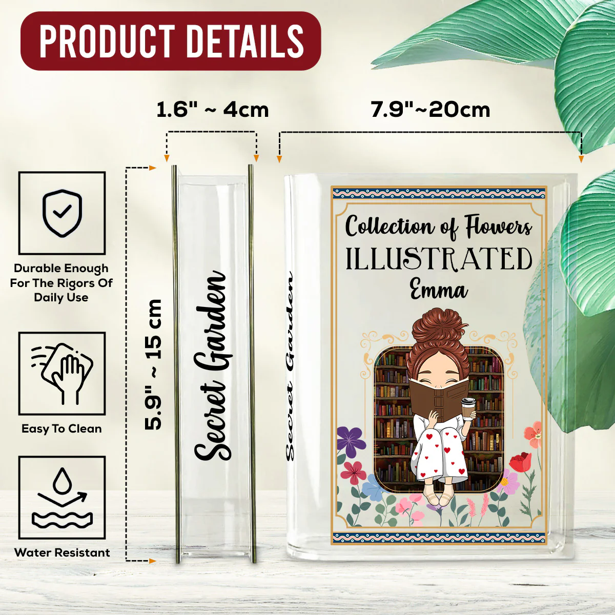 Collection Of Flowers - Personalized Custom Acrylic Book Vase - Image 7
