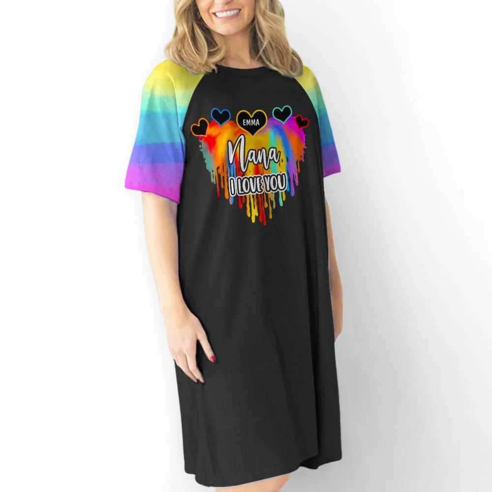 Colorful Grandma Heart - Personalized Custom 3/4 Sleeve Dress - Image 4