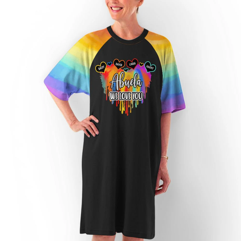Colorful Grandma Heart - Personalized Custom 3/4 Sleeve Dress - Image 5