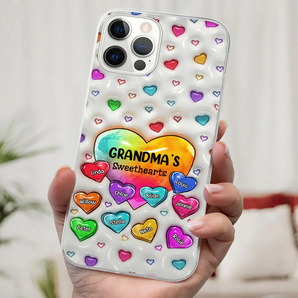 Colorful Sweethearts Grandma -  Personalized Custom 3D Inflated Effect Phone Case - Image 2