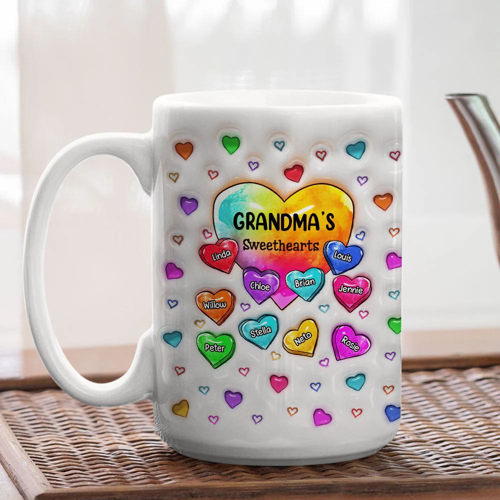 Colorful Sweethearts Grandma - Personalized Custom 3D Inflated Effect Mug - Image 5