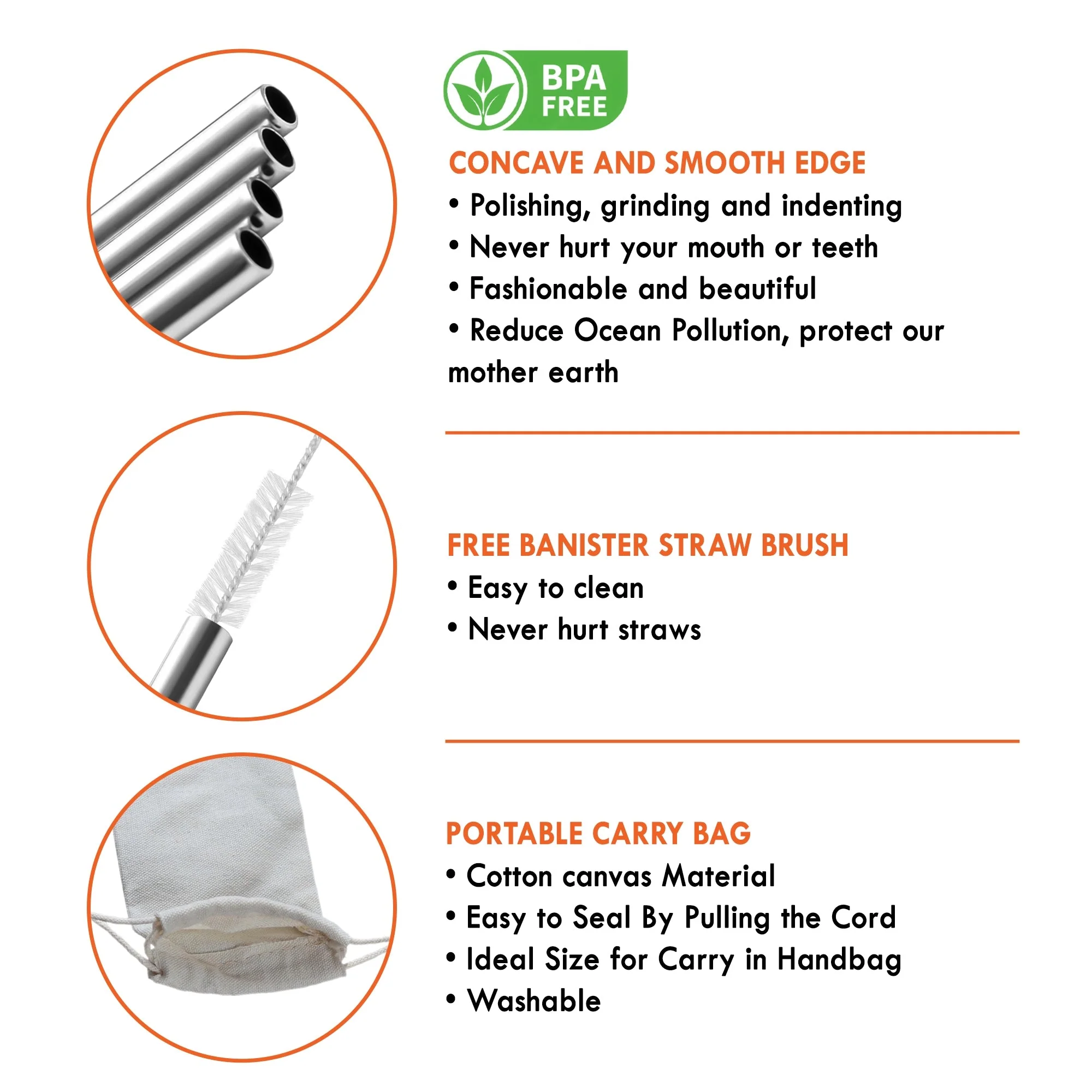 Combo Stainless Steel Straw and Cleaning Brushes - Image 2