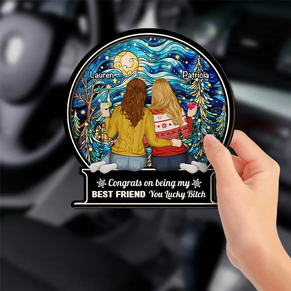 Congrats Being My Besties - Personalized Custom Car Visor Clip - Image 2