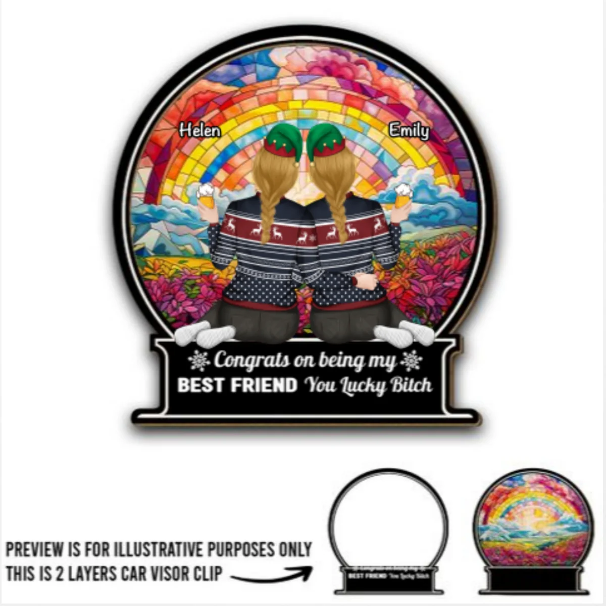 Congrats Being My Besties - Personalized Custom Car Visor Clip - Image 4