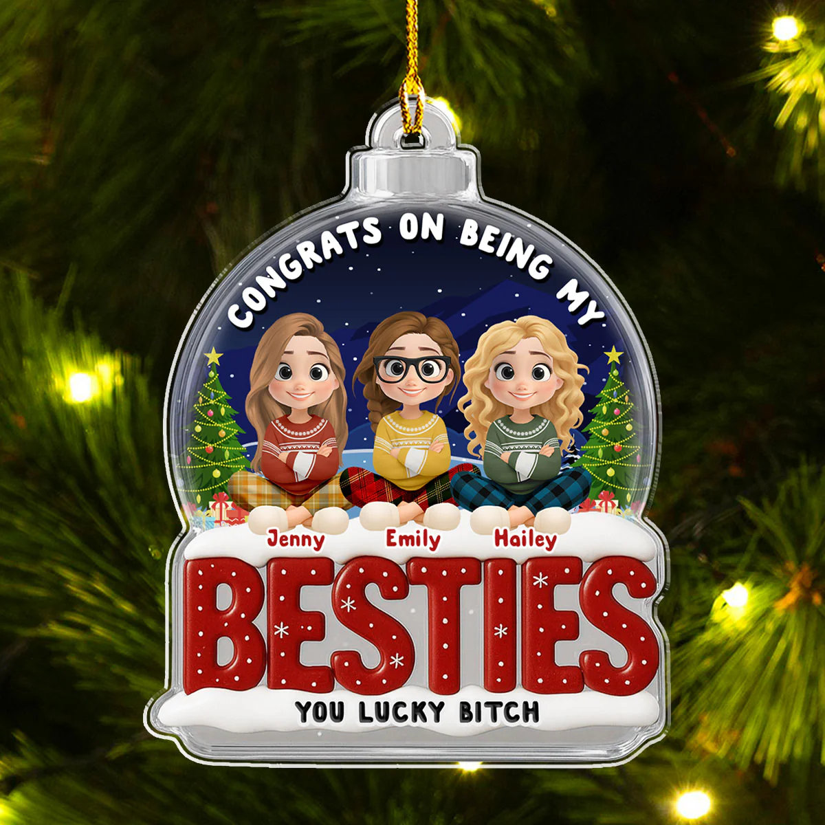 Congrats My Bestie - Personalized Custom Acrylic Ornament - Image 2