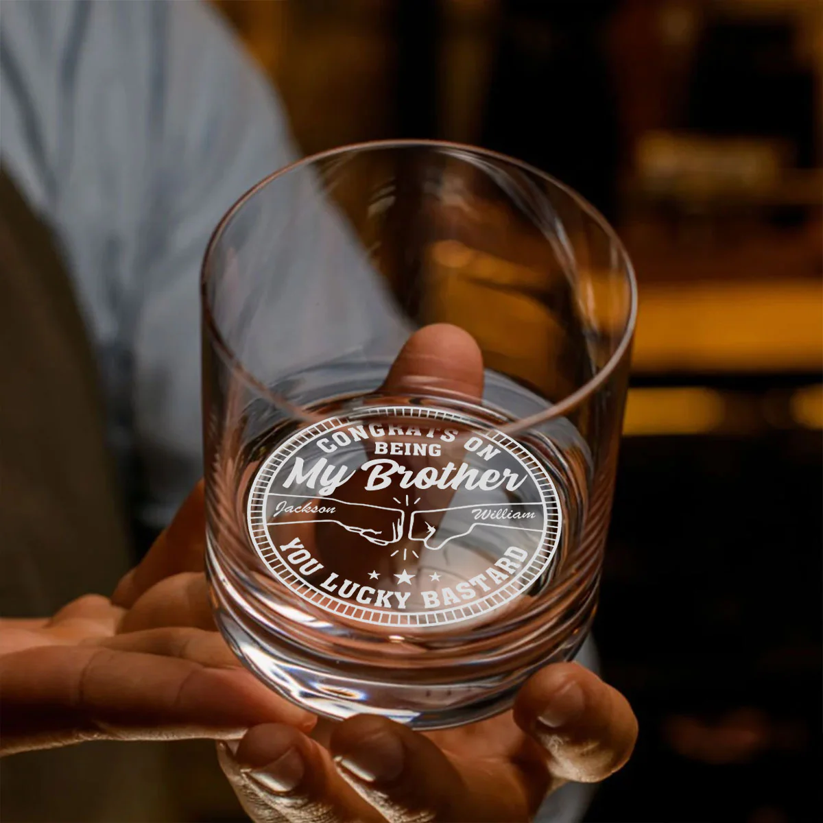 Congrats My Bro - Personalized Custom Engraved Whiskey Glass - Image 3