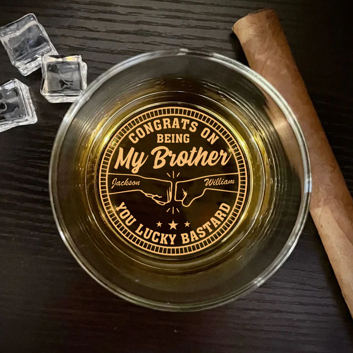 Congrats My Bro - Personalized Custom Engraved Whiskey Glass - Image 4