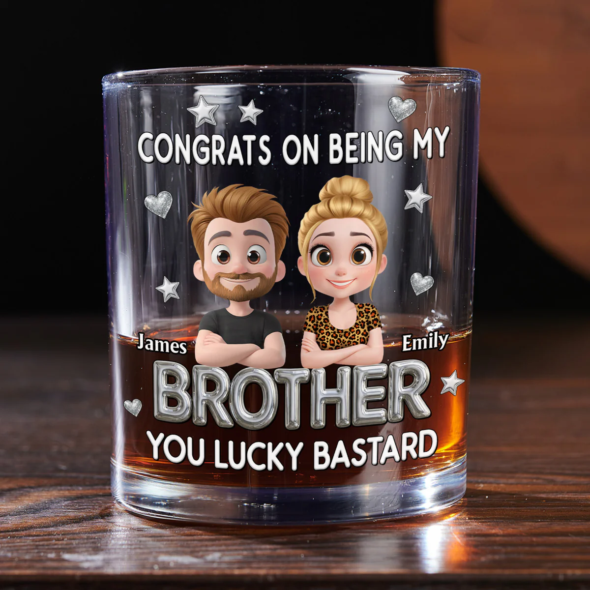 Congrats My Brother 2 - Personalized Custom Whiskey Glass