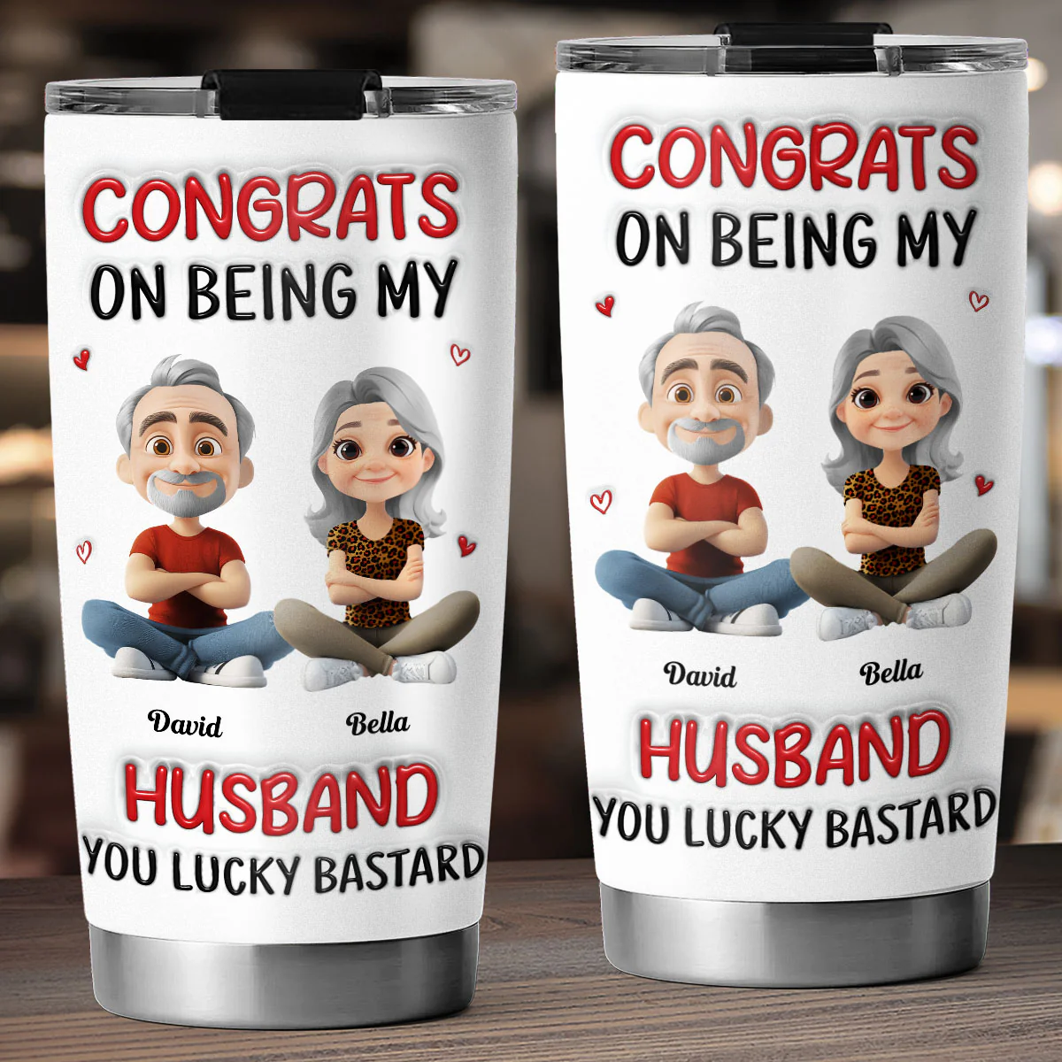 Congrats My Husband - Personalized Custom 3D Inflated Effect Tumbler - Image 3