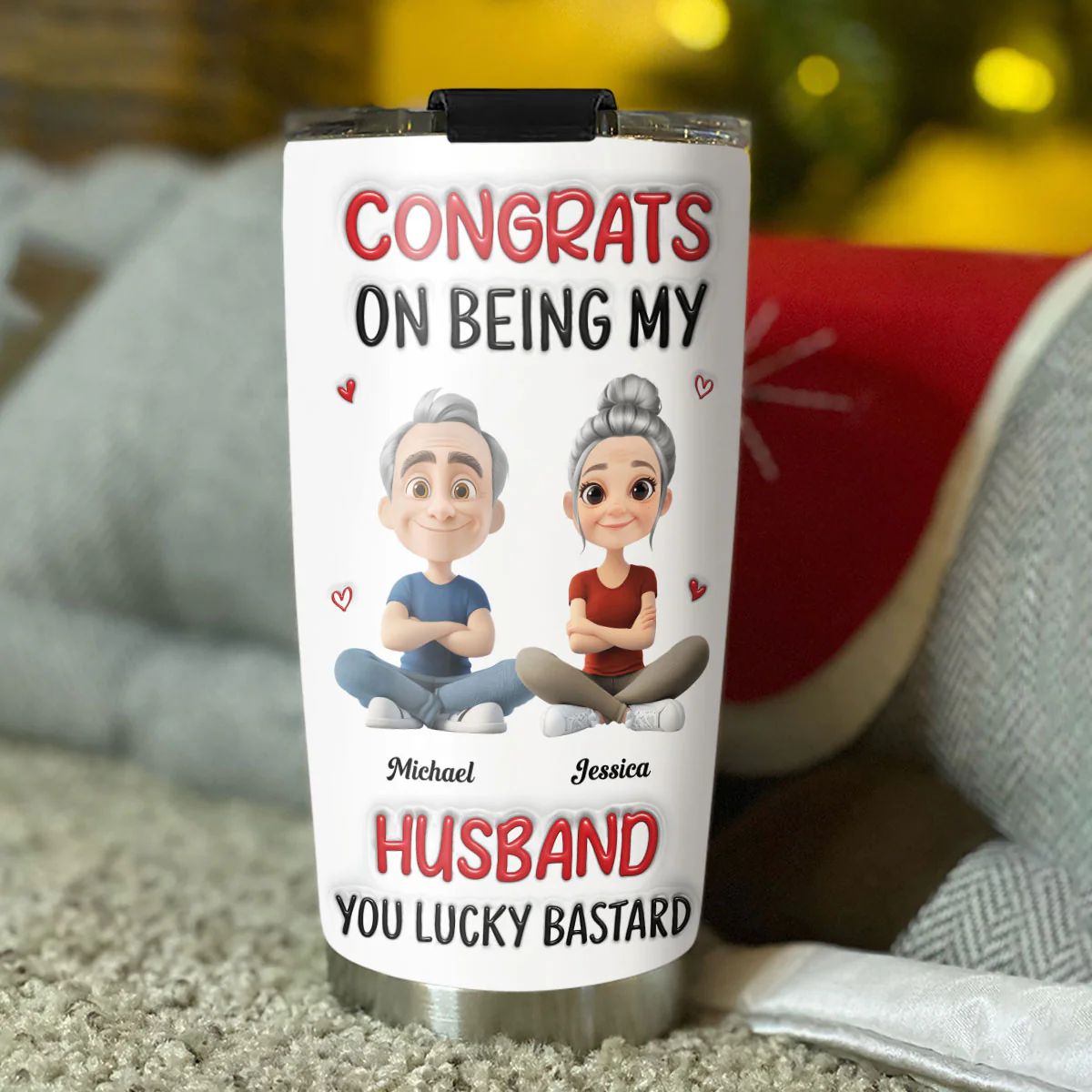 Congrats My Husband - Personalized Custom 3D Inflated Effect Tumbler - Image 5