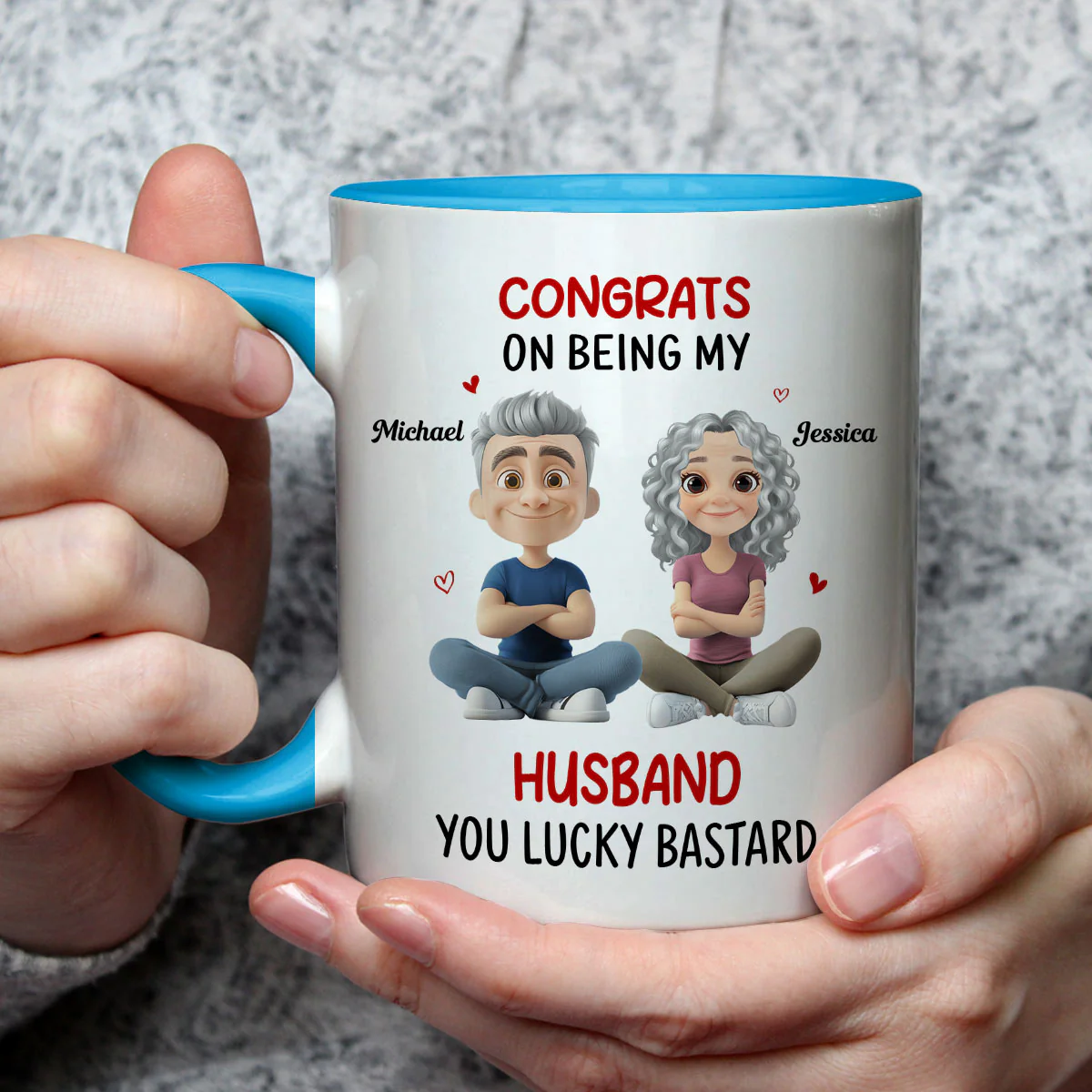 Congrats My Husband - Personalized Custom Accent Mug - Image 3
